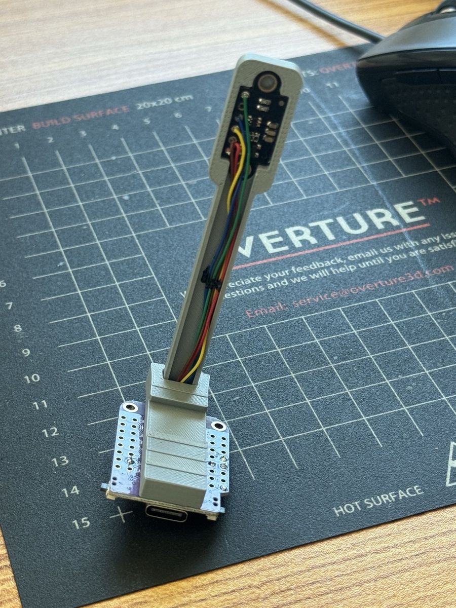 The assembled sensor and board