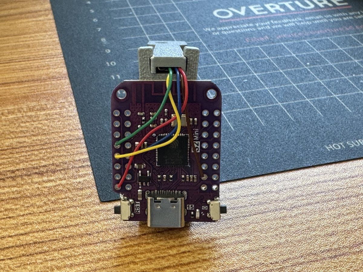 The back of the S2 Mini with the sensor wires